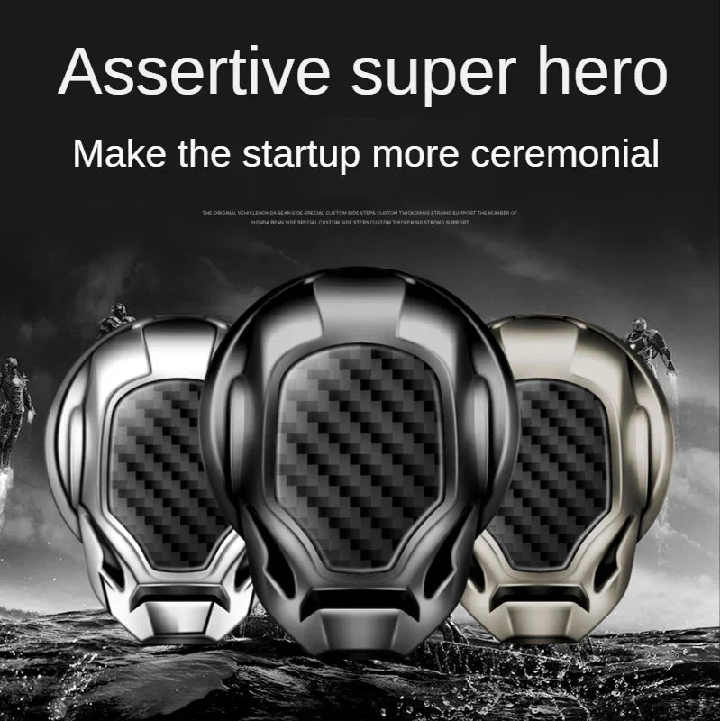 （Black）Car One Button Start Button Switch Decorative Protection Cover Iron Man Interior Starting Ring