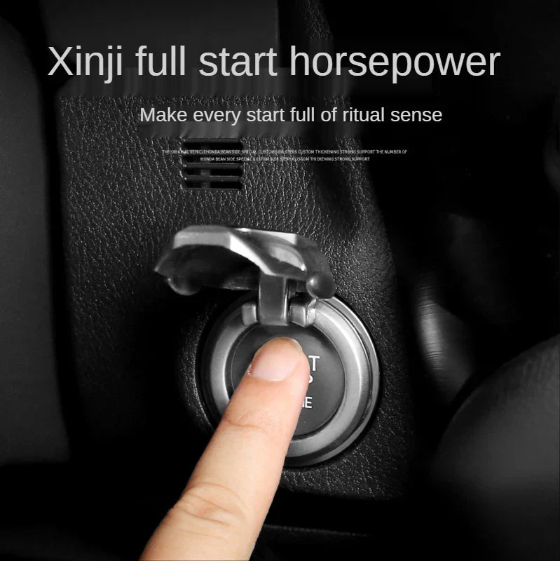 （Black）Car One Button Start Button Switch Decorative Protection Cover Iron Man Interior Starting Ring