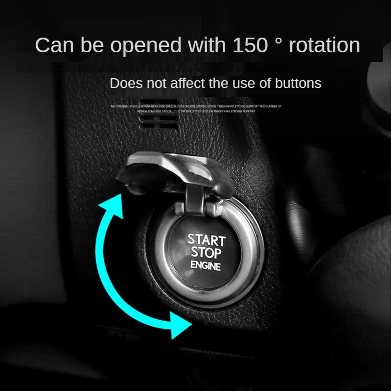 （Black）Car One Button Start Button Switch Decorative Protection Cover Iron Man Interior Starting Ring