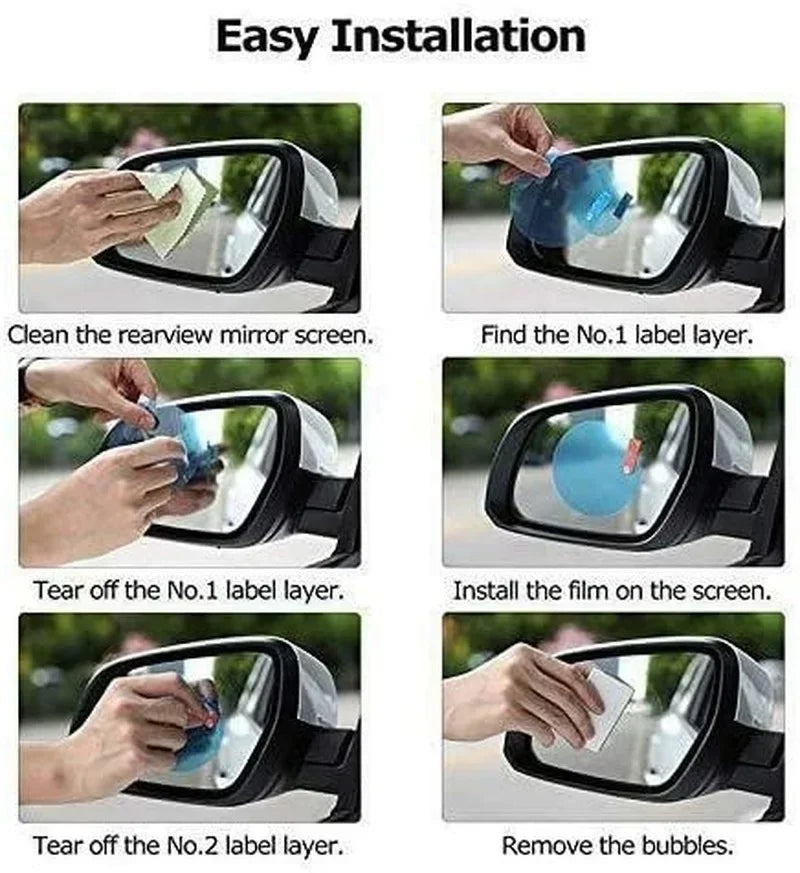 1-4pcs Car Rainproof Film Anti Fog Car Sticker Car Mirror Window Clear Film Rain Proof Waterproof Film Auto Sticker Accessories
