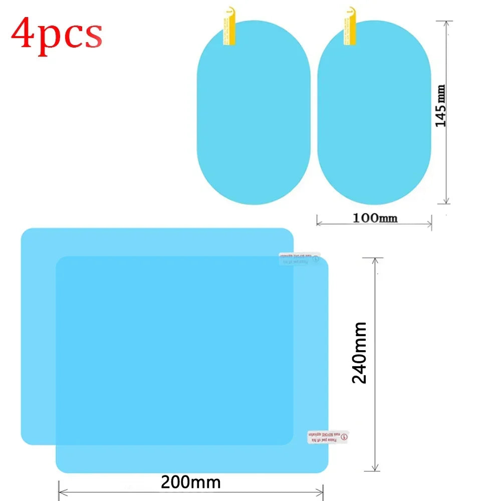 1-4pcs Car Rainproof Film Anti Fog Car Sticker Car Mirror Window Clear Film Rain Proof Waterproof Film Auto Sticker Accessories