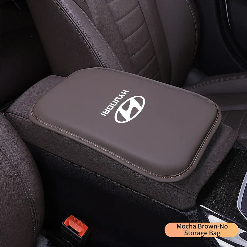 Leather Car Armrest Box Mats Auto Center Console Cover For Hyundai Tucson IX35 I30 I20 Kona Coupe Veloster I40 Getz Accessories