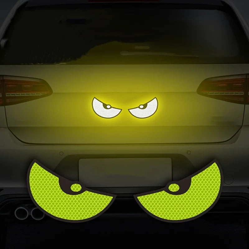 2pcs/Set Reflective Car Stickers - Improve Your Vehicle's Visibility and Safety with Devil Eye Stickers!