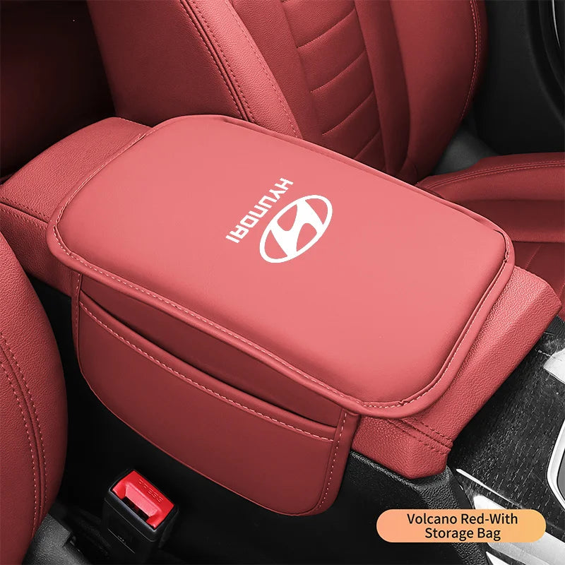 Leather Car Armrest Box Mats Auto Center Console Cover For Hyundai Tucson IX35 I30 I20 Kona Coupe Veloster I40 Getz Accessories