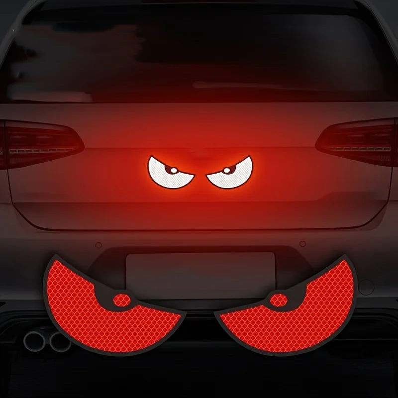 2pcs/Set Reflective Car Stickers - Improve Your Vehicle's Visibility and Safety with Devil Eye Stickers!