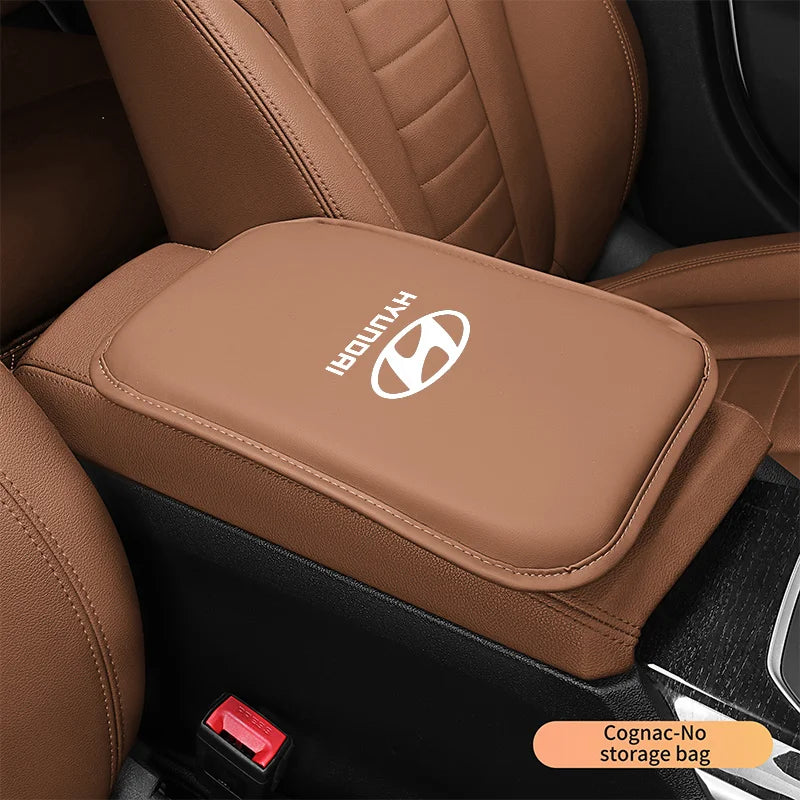 Leather Car Armrest Box Mats Auto Center Console Cover For Hyundai Tucson IX35 I30 I20 Kona Coupe Veloster I40 Getz Accessories