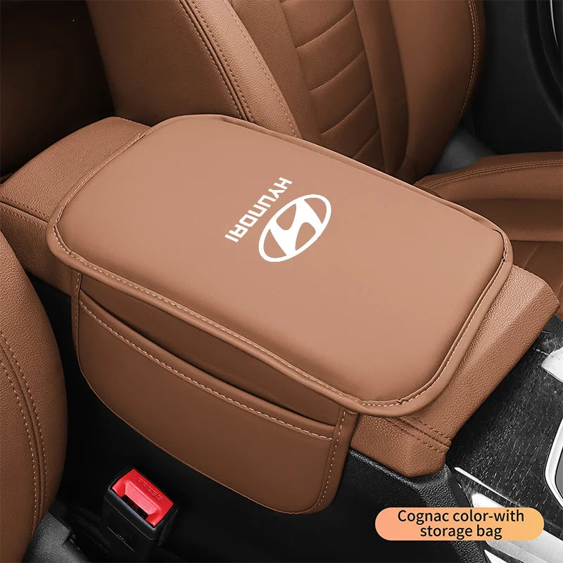Leather Car Armrest Box Mats Auto Center Console Cover For Hyundai Tucson IX35 I30 I20 Kona Coupe Veloster I40 Getz Accessories