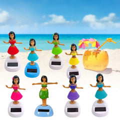 Solar Powered Hawaii Girl Dancing Toys Shaking Bobble Head Hawaii Swinging Animated Girl Doll Car Dashboard Decoration