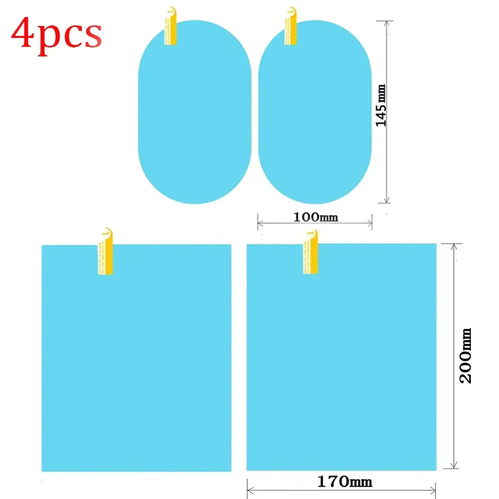 1-4pcs Car Rainproof Film Anti Fog Car Sticker Car Mirror Window Clear Film Rain Proof Waterproof Film Auto Sticker Accessories