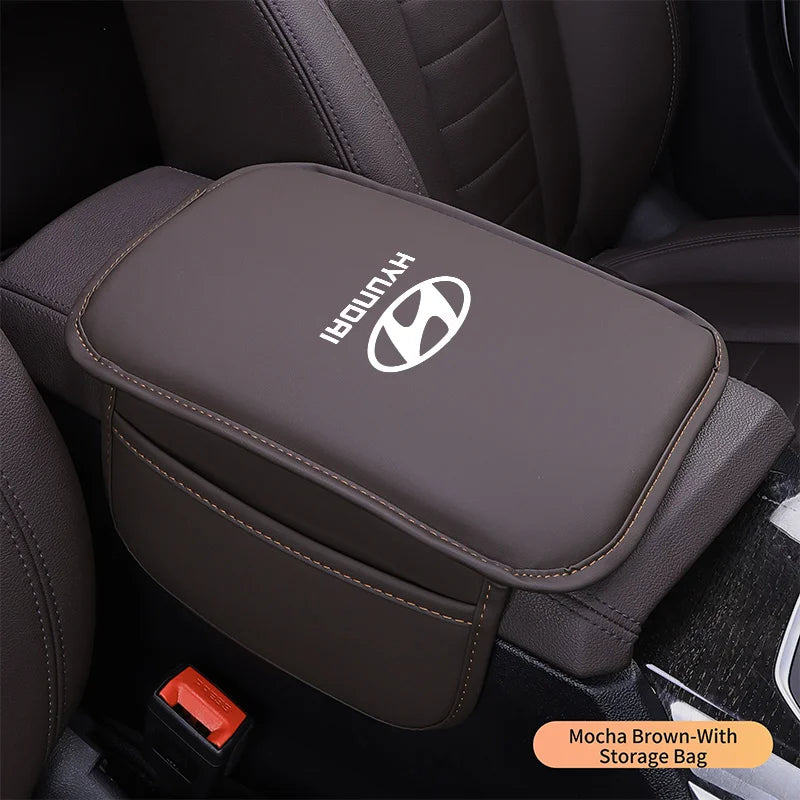 Leather Car Armrest Box Mats Auto Center Console Cover For Hyundai Tucson IX35 I30 I20 Kona Coupe Veloster I40 Getz Accessories