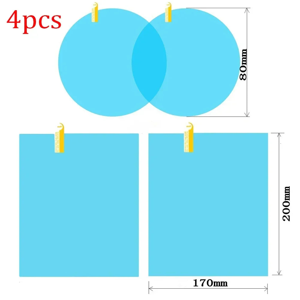 1-4pcs Car Rainproof Film Anti Fog Car Sticker Car Mirror Window Clear Film Rain Proof Waterproof Film Auto Sticker Accessories