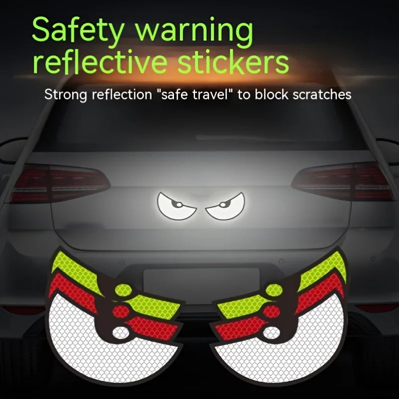 2pcs/Set Reflective Car Stickers - Improve Your Vehicle's Visibility and Safety with Devil Eye Stickers!