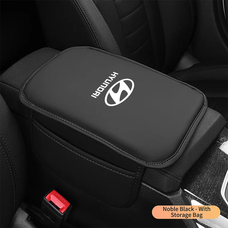 Leather Car Armrest Box Mats Auto Center Console Cover For Hyundai Tucson IX35 I30 I20 Kona Coupe Veloster I40 Getz Accessories