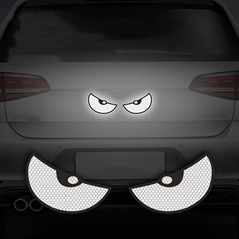 2pcs/Set Reflective Car Stickers - Improve Your Vehicle's Visibility and Safety with Devil Eye Stickers!