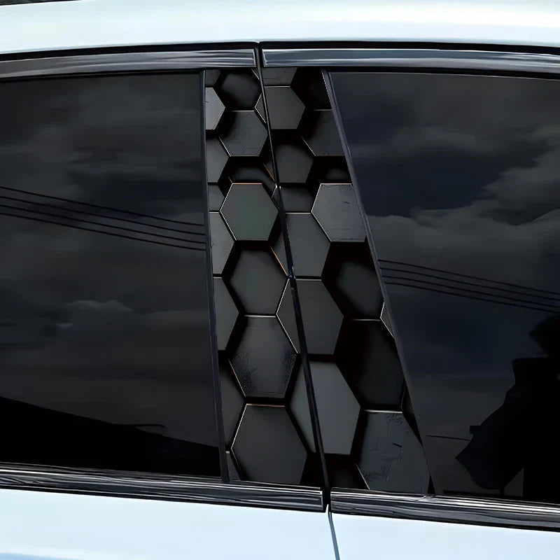 2pcs 50x25cm Honeycomb Car Stickers Car B-pillar Vinyl Decals Waterproof Auto Center Pillar Sticker Cover Scratches